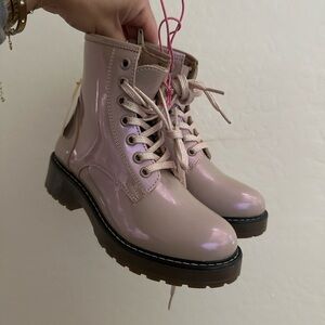 Youth girl Pink Lace-Up Ankle Boots